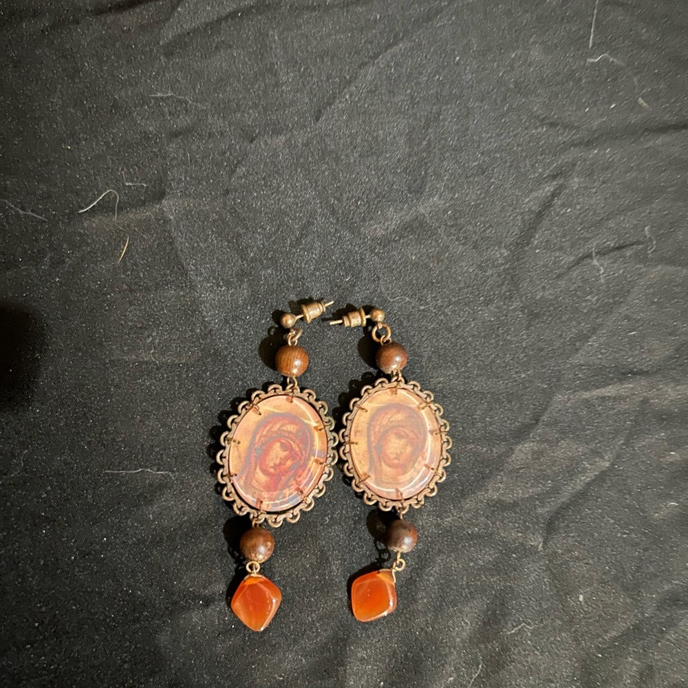 Gold and Brown Pierced Earrings!